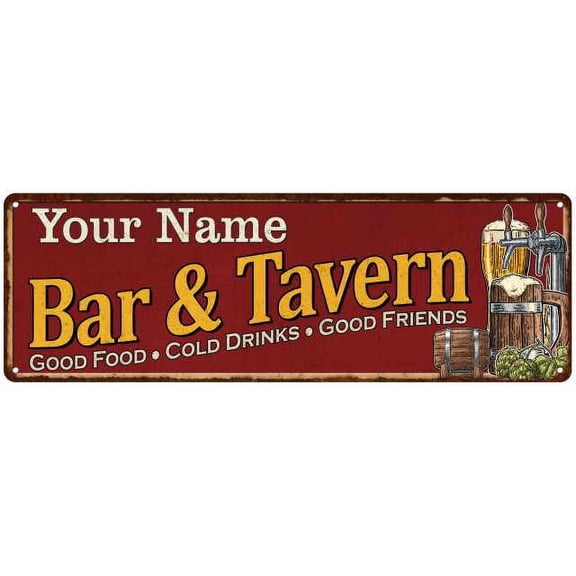 Dale's Bar and Tavern Red Chic Sign Man Cave Décor 8 x 24 Matte Finish Metal 108240002049