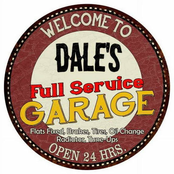 Dale's Full Service Garage 14" Round Metal Sign Man Cave Decor 100140037049