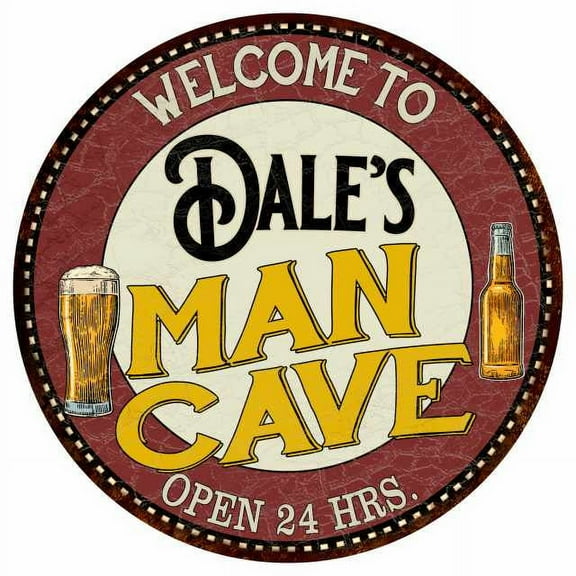 Dale's Man Cave 14" Round Metal Sign Kitchen Bar Wall Decor 100140035049