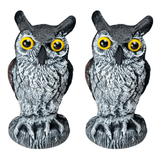 Dalen Baby Owl Decoy Scarecrow, Great Horned Owl for Pest Control, Count 2