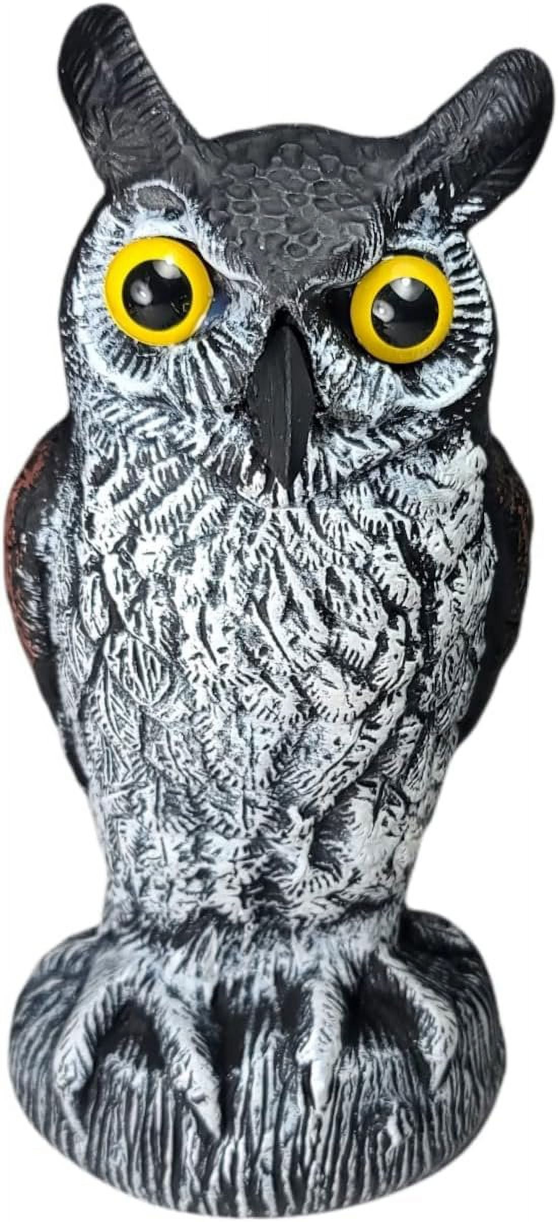 Hand-Painted Gray and Brown Owl Pest Deterrent Decoy