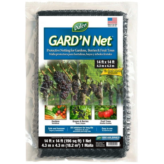 Dalen Garden Netting – Bird Netting for Garden – Reusable Design – Polypropylene Mesh Bird Net – Easy DIY Installation – Effectively Protects Fruit and Berries (14' x 14')