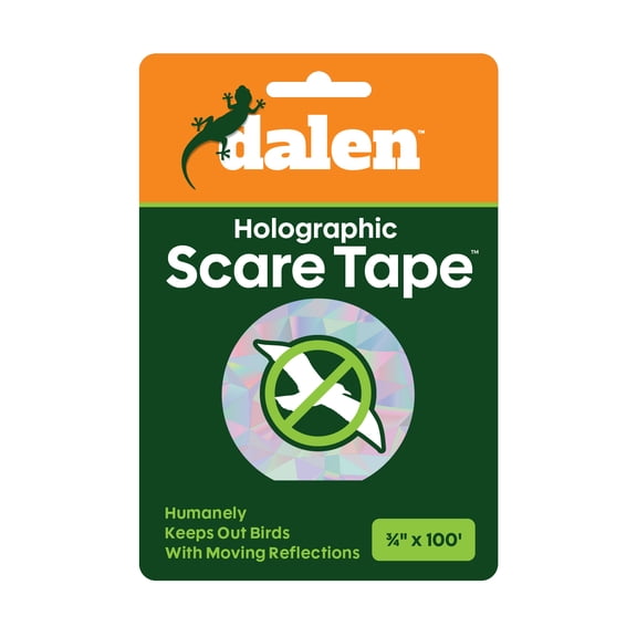 Dalen Holographic Scare Reflective Tape – Bird Deterrent Tape with Metallic Noise Feature, Broad Application and Easy to Use Bird Scare Ribbon (3/4" x 100') - 1 Roll