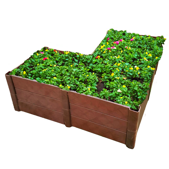 Dalen Modular Raised Bed Garden – Faux Wood – 8 Panel Starter Pack – Makes Square Foot Gardening Easy – 12x9 in