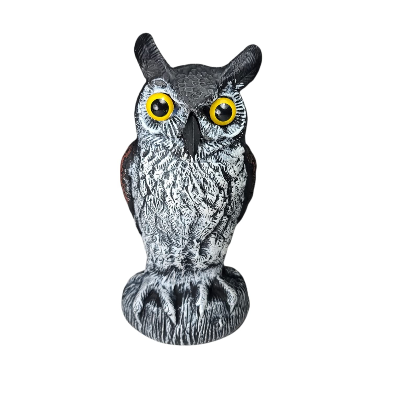 Hand-Painted Gray and Brown Owl Pest Deterrent Decoy