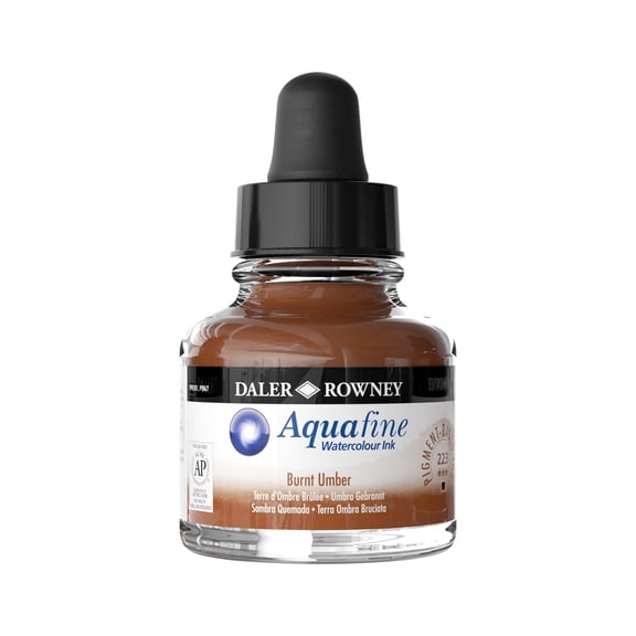 Daler-Rowney Aquafine Watercolor Ink, 29.5ml, Burnt Umber