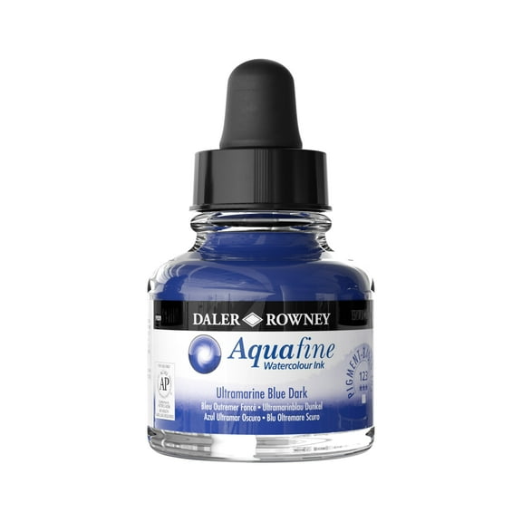 Daler-Rowney Aquafine Watercolor Ink, 29.5ml, Ultramarine Blue Dark