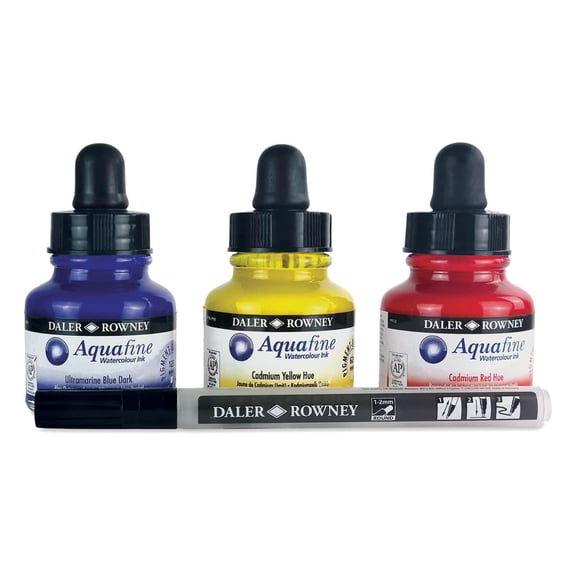 Daler-Rowney Aquafine Watercolour Inks - Starter Colors, Set of 3