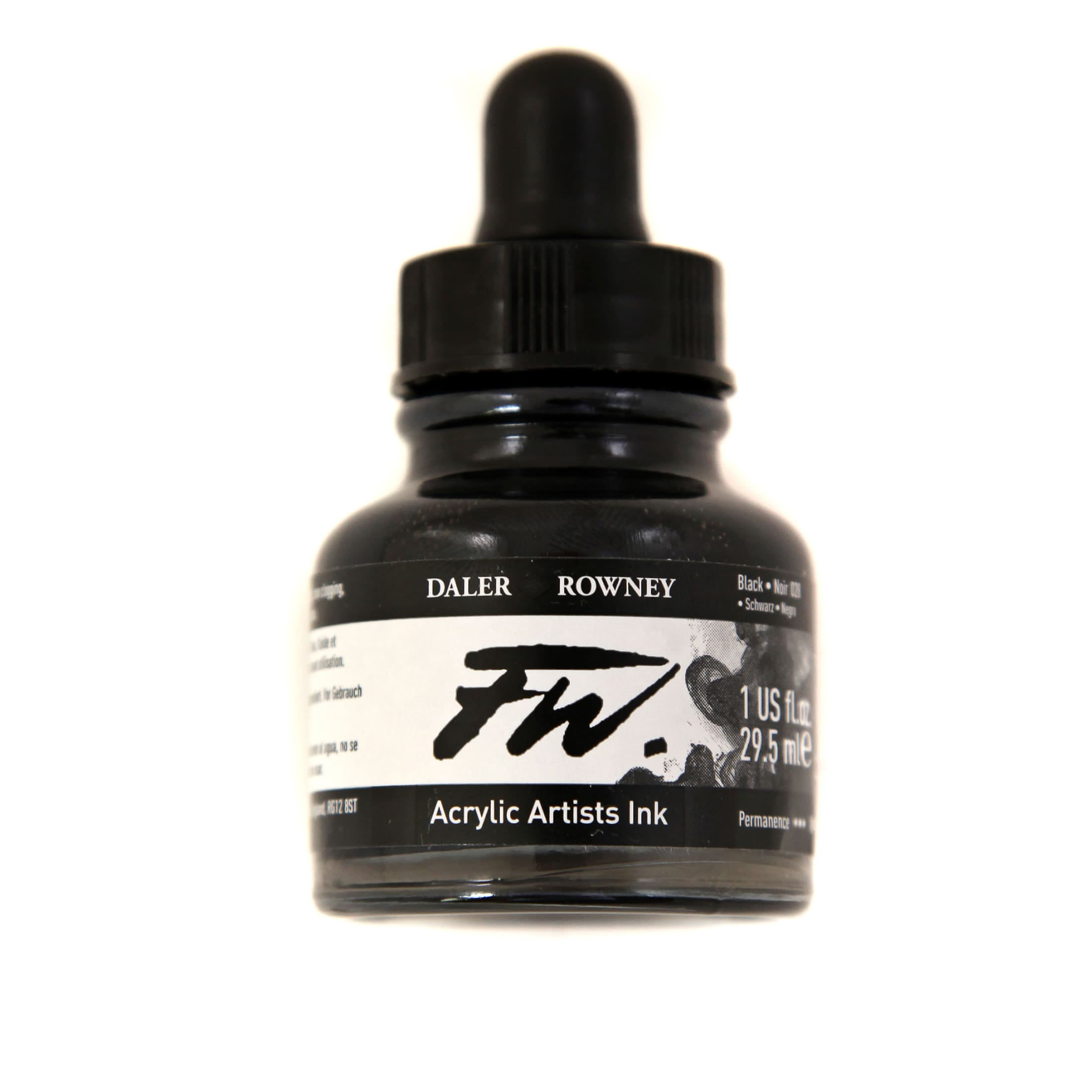 Daler-Rowney FW Acrylic Artists Ink, 1 oz. Dropper-Top Bottle, Black ...