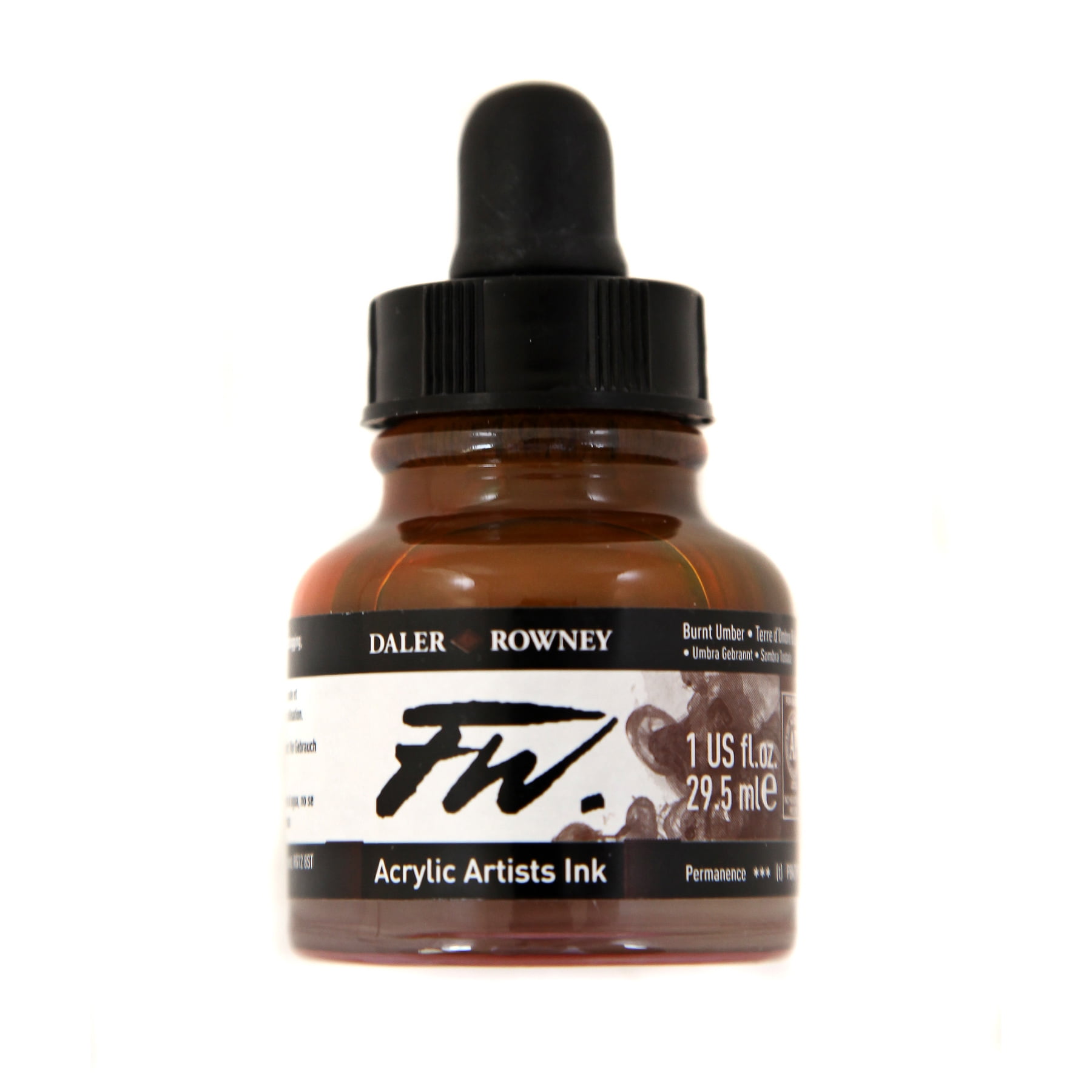 Daler Rowney Daler-Rowney FW Pearlescent Acrylic Ink - Black, 29.5ml Bottle, Permanent, For Calligraphy, Drawing, Airbrushing Fw Acrylic Ink