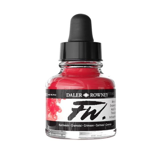 Daler-Rowney FW Acrylic Artists Ink, 1 oz. Dropper-Top Bottle, Crimson