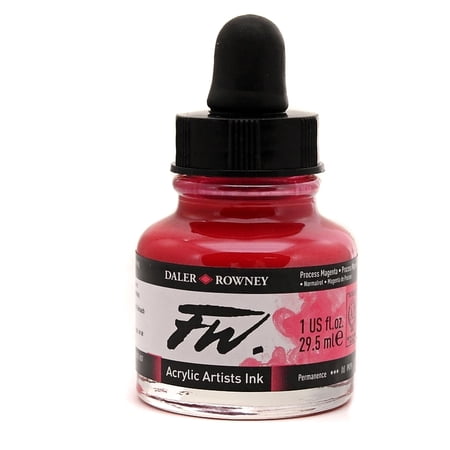 Daler-Rowney FW Acrylic Artists Ink, 1 oz. Dropper-Top Bottle, Process Magenta