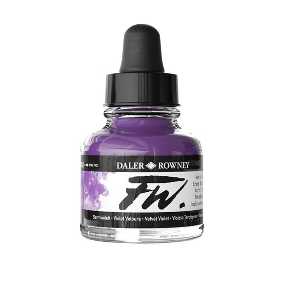 Daler-Rowney FW Acrylic Artists Ink, 1 oz. Dropper-Top Bottle, Velvet Violet