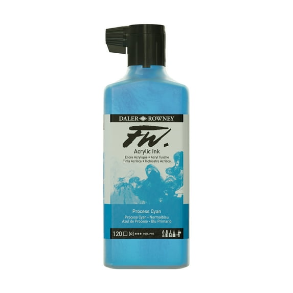 Daler-Rowney FW Acrylic Artists Ink, 6 oz. Bottle, Process Cyan