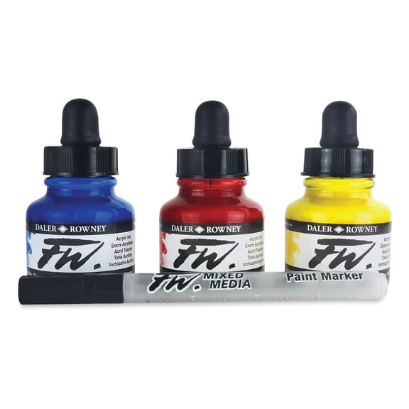 Daler-Rowney FWd Acrylic Water-Resistant Artists Ink - 1 oz, Starter Colors, Set of 3