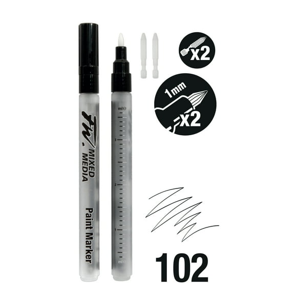 Daler-Rowney FW Empty Marker Set, 2 Small Barrels With 1mm Hard Point Nibs