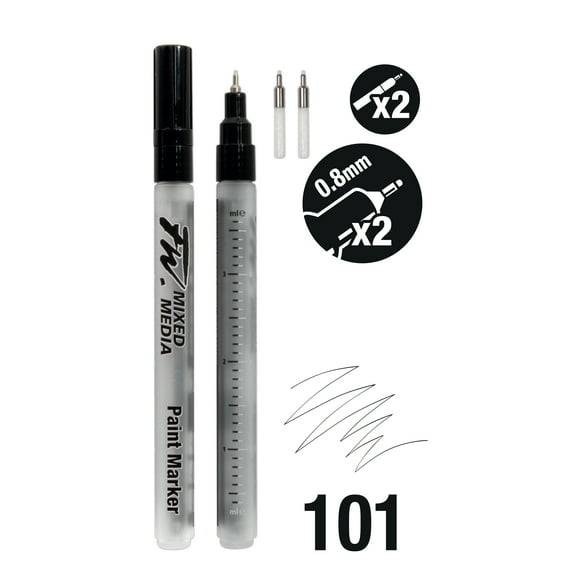 Daler-Rowney FW Empty Marker Set, 2 Small Barrels with 0.8 mm Technical Nibs
