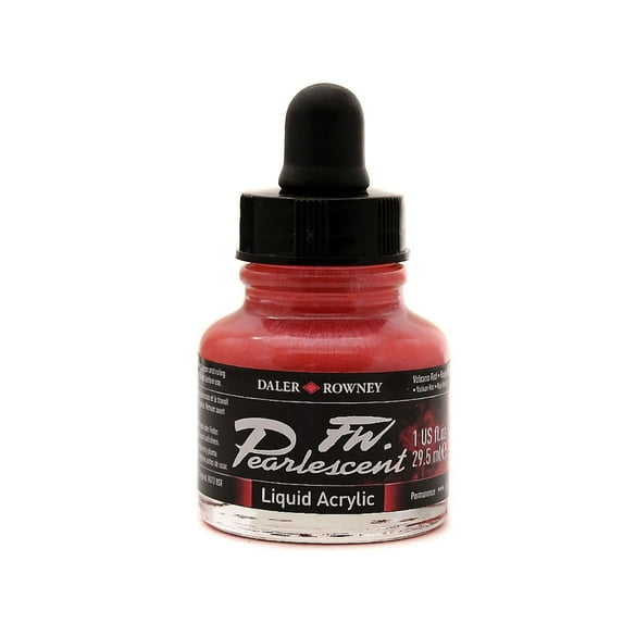 Daler-Rowney FW Pearlescent Liquid Acrylic, 1 oz. Bottle, Volcano Red