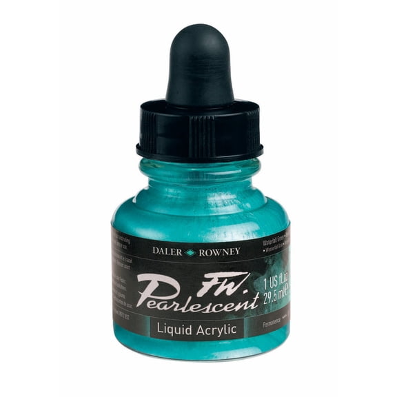 Daler-Rowney FW Pearlescent Liquid Acrylic, 1 oz. Bottle, Water Green