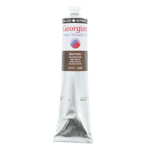 Daler-Rowney Georgian Water Mixable Oil, 200ml Tube, Burnt Umber