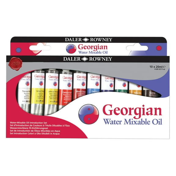 Daler-Rowney Georgian Water Mixable Oil Set, 10-Colors, 20ml