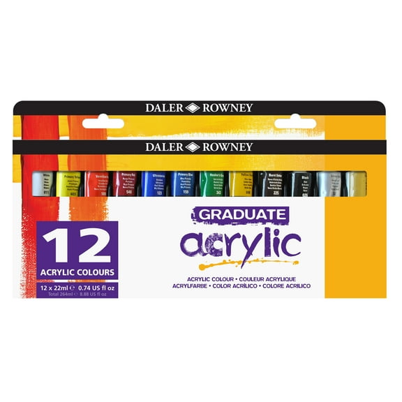 Daler-Rowney Graduate Acrylic Set, 12-Colors