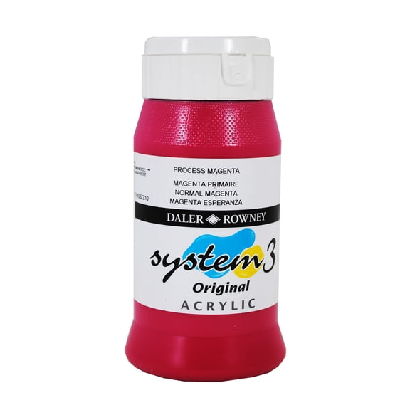 Daler-Rowney Original System 3 Acrylic, 500ml Bottle, Process Magenta