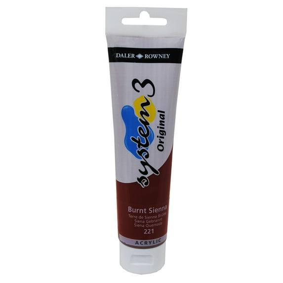 Daler-Rowney Original System 3 Acrylic Paint, 150ml Tube, Burnt Sienna