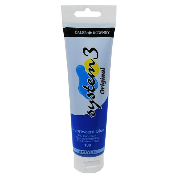 Daler-Rowney Original System 3 Acrylic Paint, 150ml Tube, Fluorescent Blue