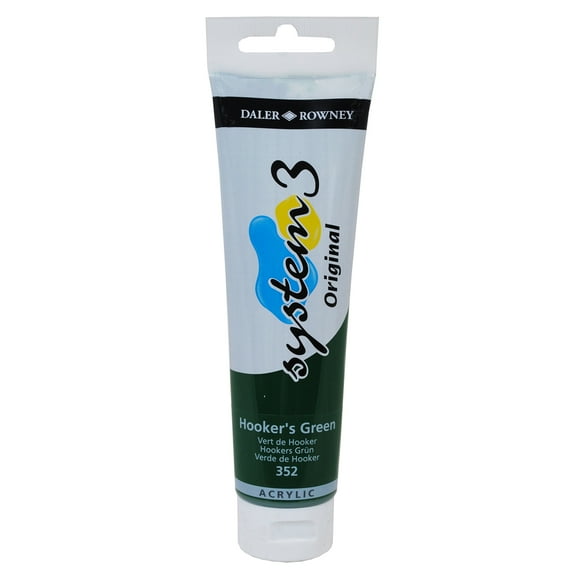 Daler-Rowney Original System 3 Acrylic Paint, 150ml Tube, Hooker's Green