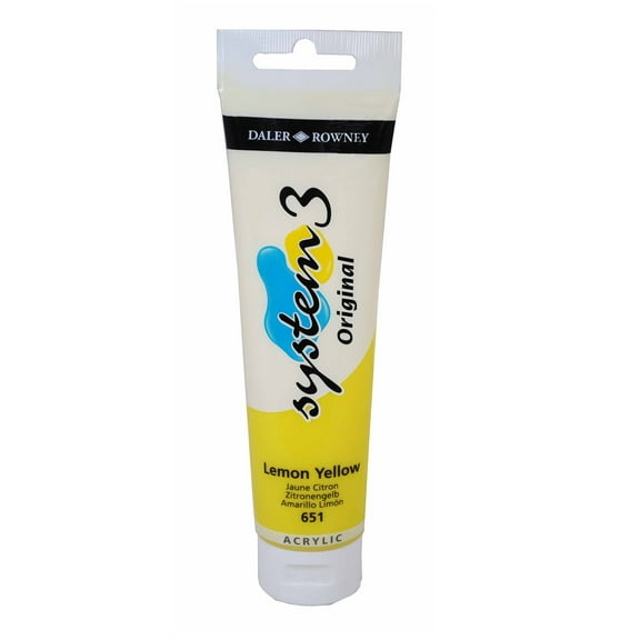 Daler-Rowney Original System 3 Acrylic Paint, 150ml Tube, Lemon Yellow