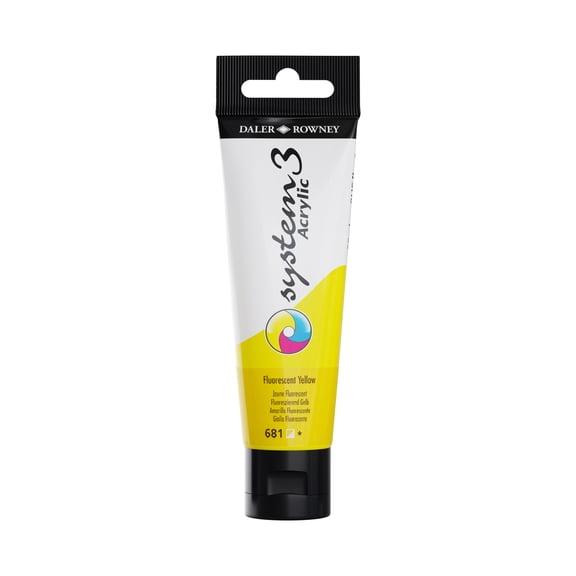Daler-Rowney Original System 3 Acrylic Paint, 59ml Tube, Fluorescent Yellow