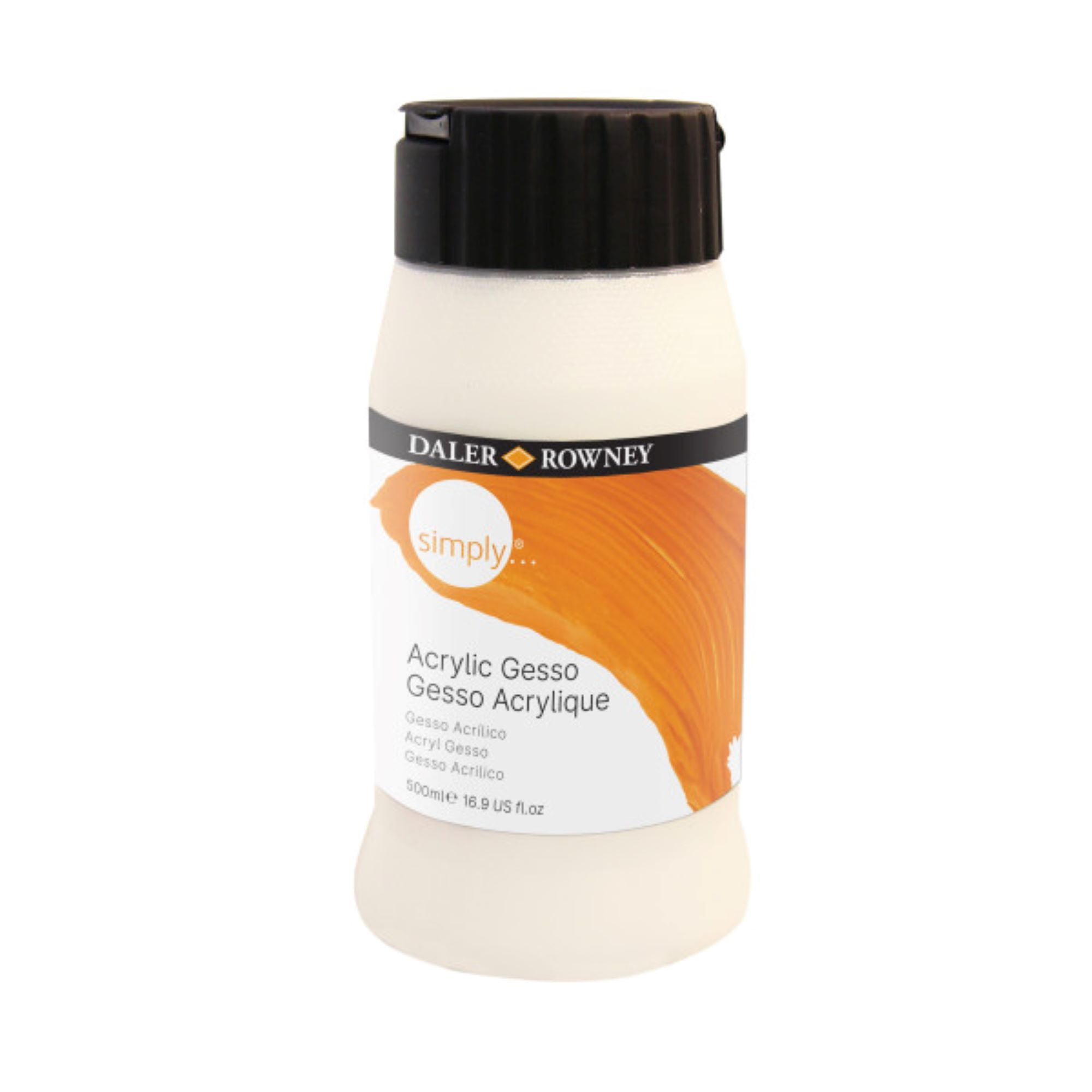 Daler-Rowney Simply Gesso 500ml - White Gesso Primer for Multiple Surfaces - Dual Use Base Gesso for Acrylic Painting and Base Gesso for Oil Painting - Paint Thickening or Tinting Agent