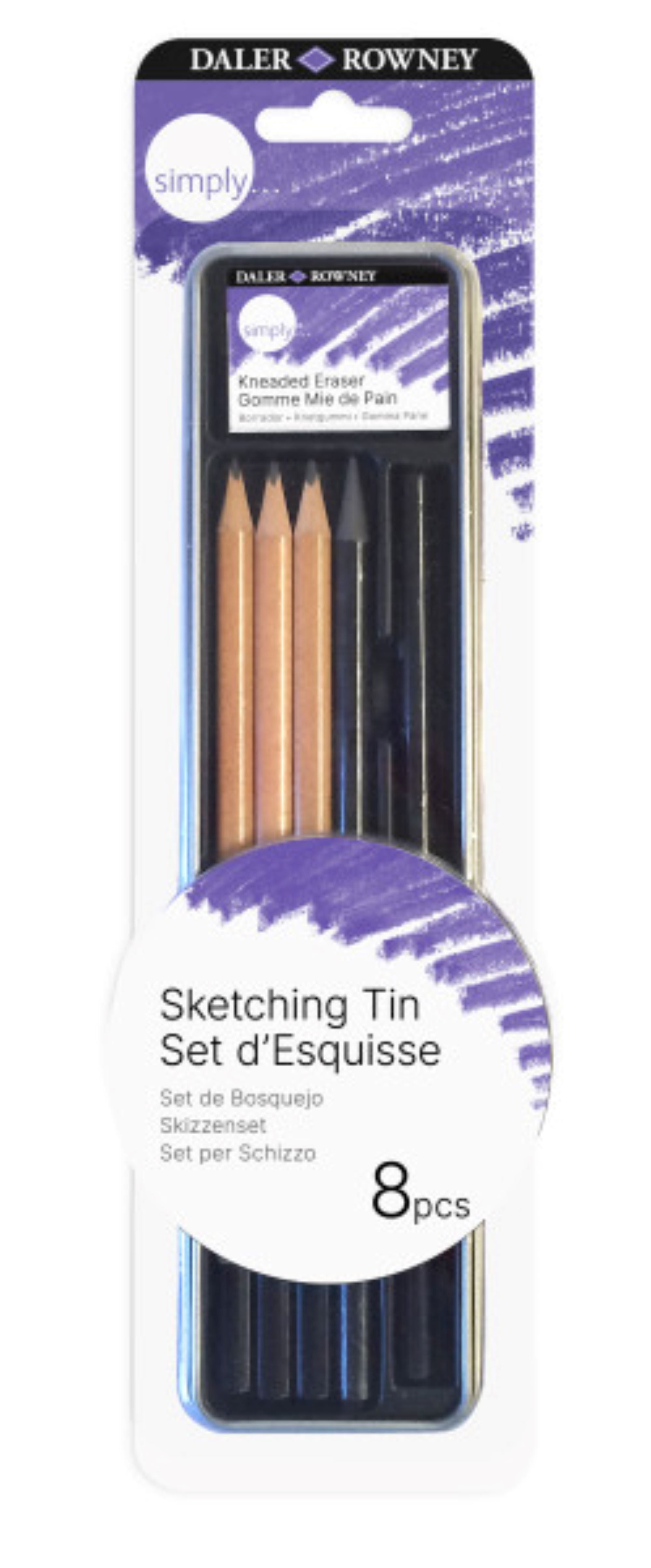 DalerRowney Simply Pencil Sketching Set, Graphite, 9 Piece Set