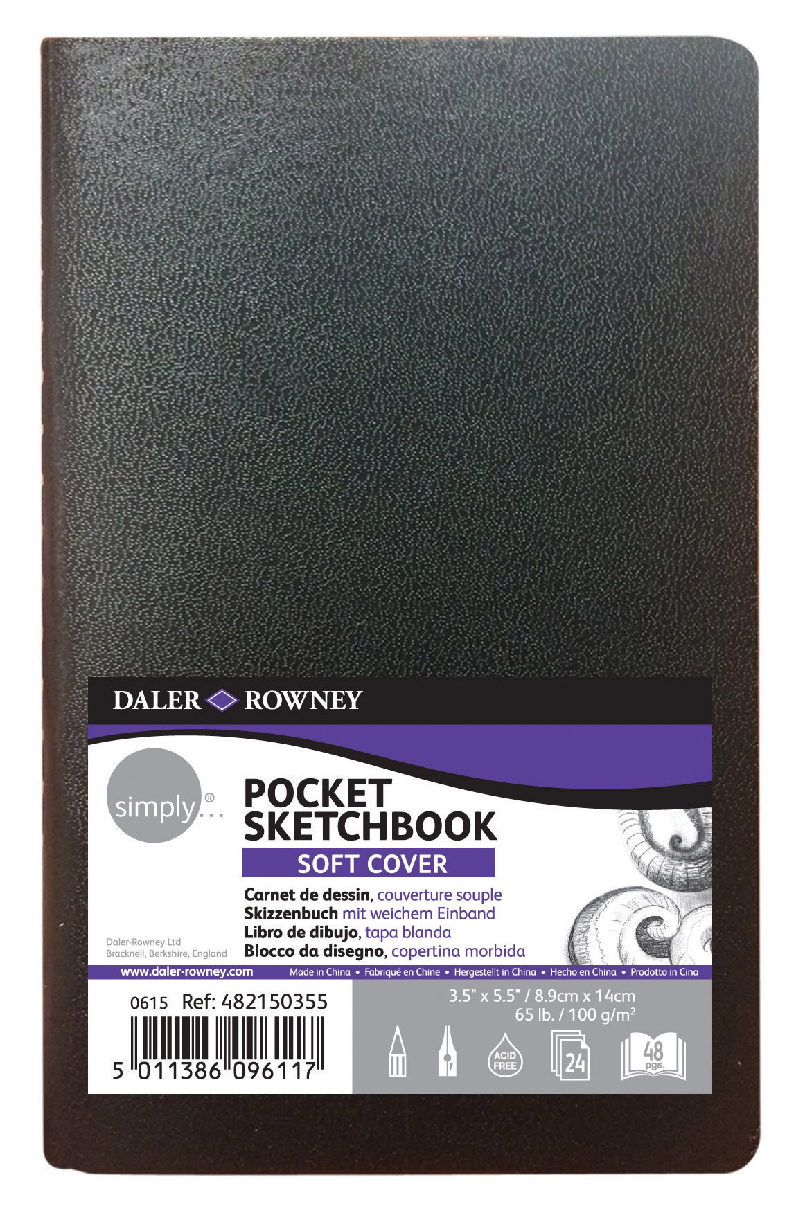 Daler-Rowney Simply... Pocket Sketchbook, Soft White, 24 Sheet, 3.5x7.5 inch - Teens, Students, Artists, Kids - image 1 of 6