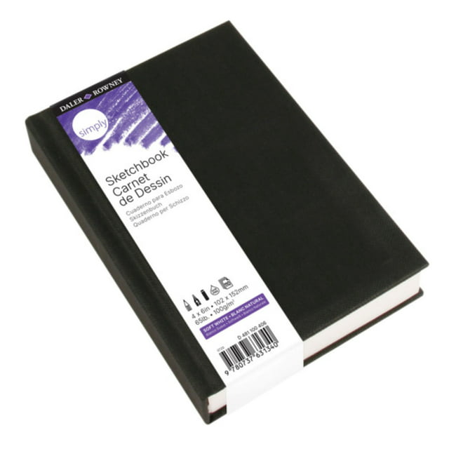 Daler-Rowney Simply Sketchbook, Black Cover, Sketch Paper, 4" x 6", 110 Sheets for Students & Artists
