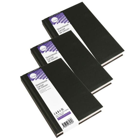Daler-Rowney Simply... Sketchbook, Soft White, Hardbound, 110 Sheet, 5.5x8.5 inch, Pack of 3