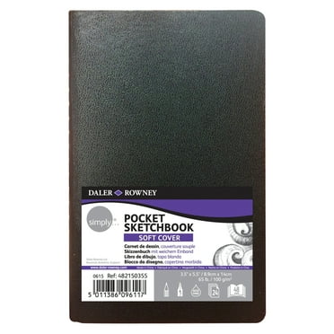 Daler-Rowney Simply... Sketchbook, Soft White Pages, (65lb/100g), Black Softcover Binding, 72 Sheet, 3.5" x 7.5"