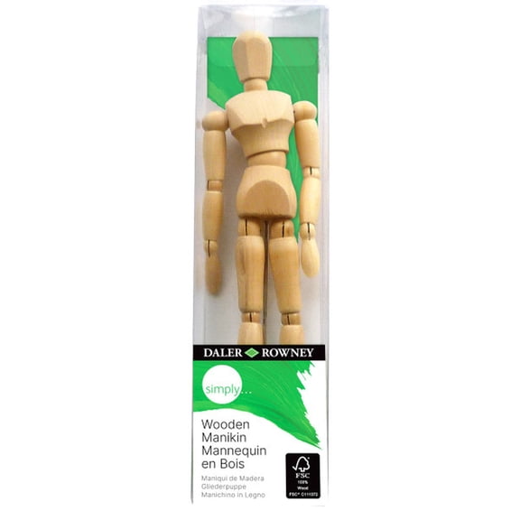 Daler-Rowney Simply Wooden Manikin, 8'', Brown, 1 Each - Art Model for Artists and Students