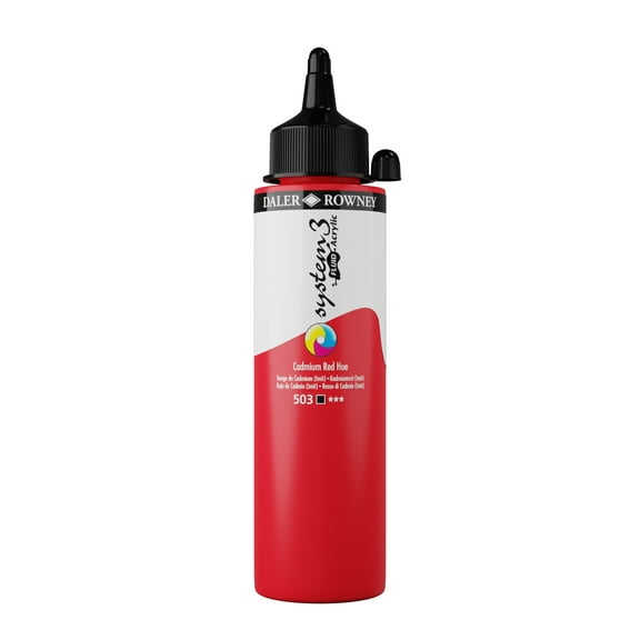 Daler-Rowney System3 Fluid Acrylic - Cadmium Red Hue, 250 ml