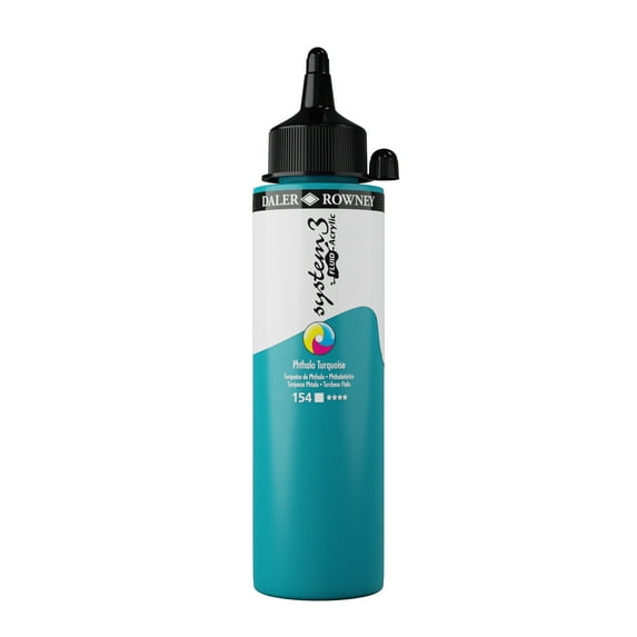Daler-Rowney System3 Fluid Acrylic - Phthalo Turquoise, 250 ml