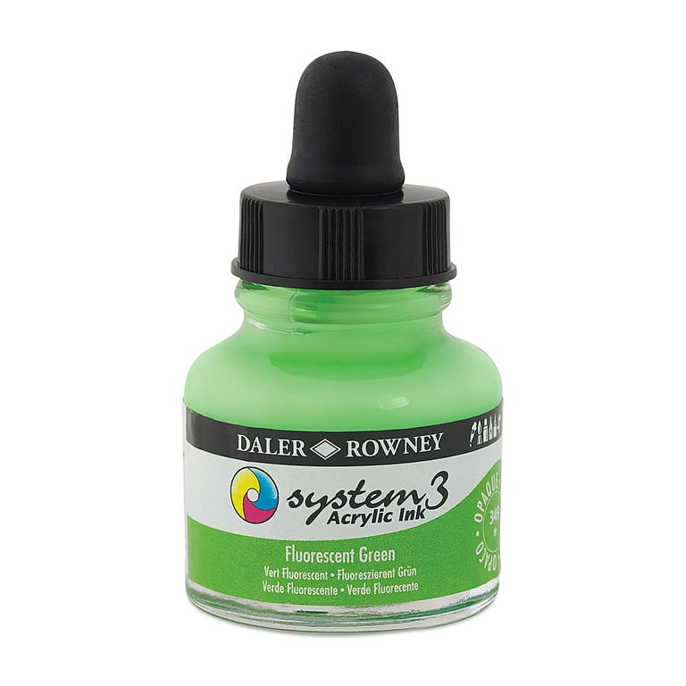 Daler-Rowney System3 Acrylic Ink - Fluorescent Green, 1 oz