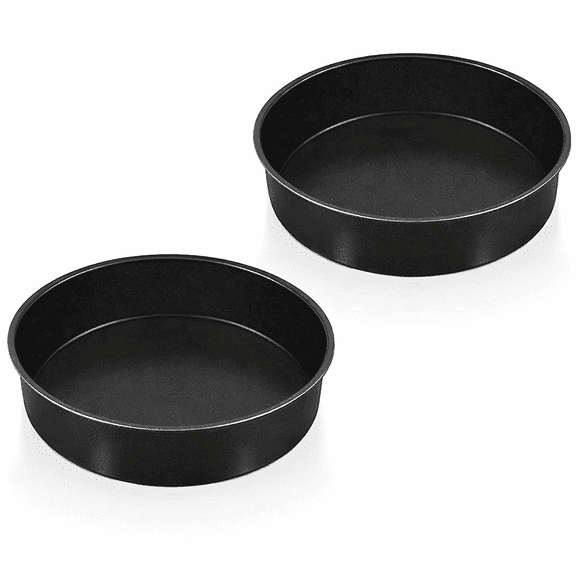 Daletu 8 Inch x 8 Inch Non-stick Stainless Steel Round Cake Pan, Leakproof One-Piece Design, Oven and Freezer Safe (2 Count)