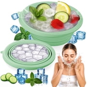 Daletu Collapsible Silicone Facial Ice Bath Bowl with Built-In Ice Tray for Cold Plunge Therapy 1 Count