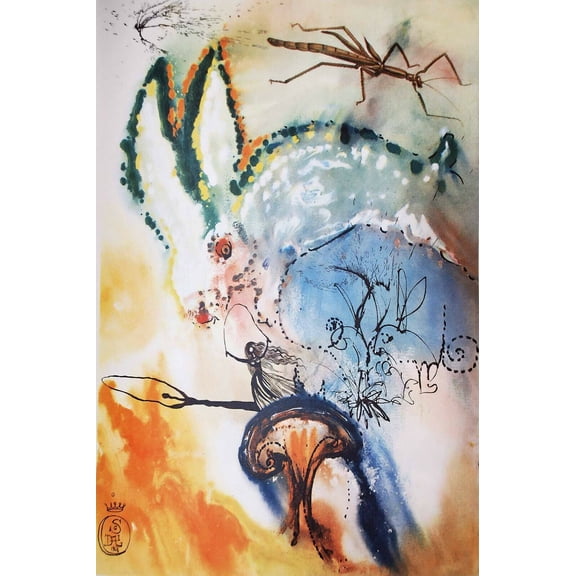 Dali - Alice In Wonderland Down The Rabbit Hole - Canvas OR Print Wall Art