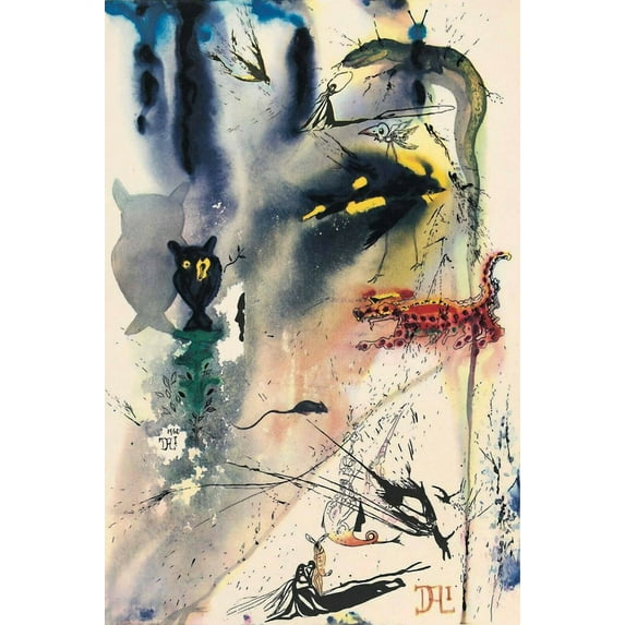 Dali - Alice In Wonderland Rabbit Sends A Little Bill - Canvas OR Print Wall Art