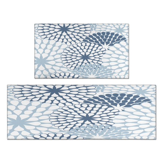 Dalia Floral Summer Kitchen Rugs and Mats Sets Of 2,Kitchen Decoration Rugs,Rubber Backing Non-Slip Floor Mat for Sink Washable Waterproof Laundry Room Runner Rugs