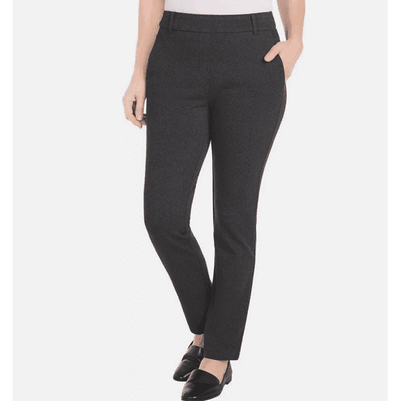 Dalia Ladies' Twill Ponte Pant with Pull-On (Dark Heather Charcoal,XX-Large)