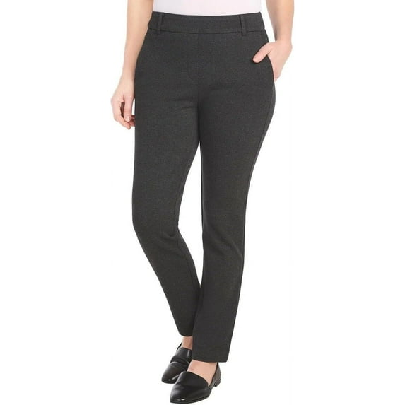 Dalia Ladies' Twill Ponte Pant with Pull-On (Dark Heather Charcoal,Small)