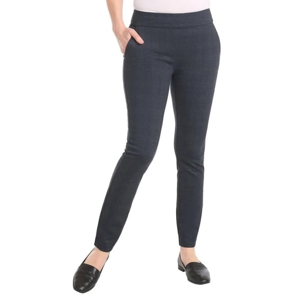 Dalia Women’s Pull-On Ponte Pant, Mid-Rise Narrow Leg (Navy Combo,Small )